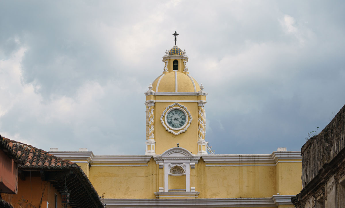 Clocktower building in Guatemala.